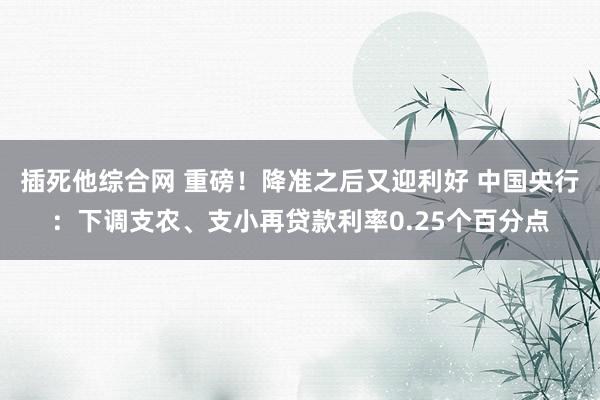 插死他综合网 重磅！降准之后又迎利好 中国央行：下调支农、支小再贷款利率0.25个百分点