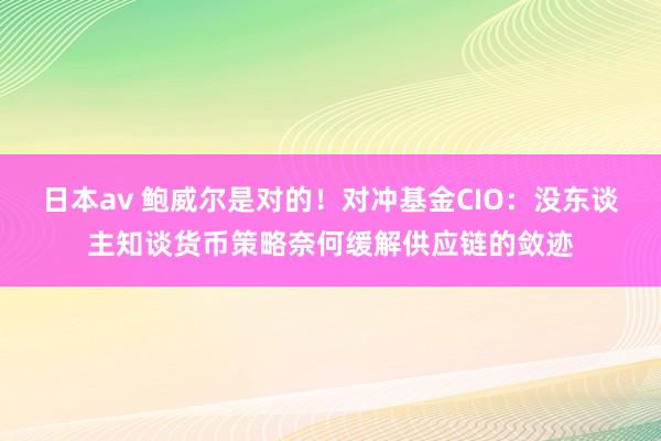 日本av 鲍威尔是对的！对冲基金CIO：没东谈主知谈货币策略奈何缓解供应链的敛迹