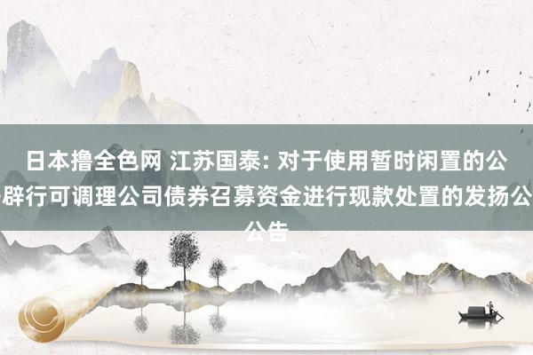 日本撸全色网 江苏国泰: 对于使用暂时闲置的公开辟行可调理公司债券召募资金进行现款处置的发扬公告