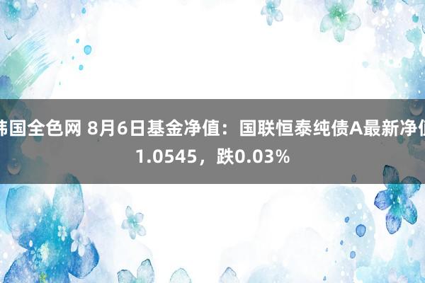 韩国全色网 8月6日基金净值：国联恒泰纯债A最新净值1.0545，跌0.03%