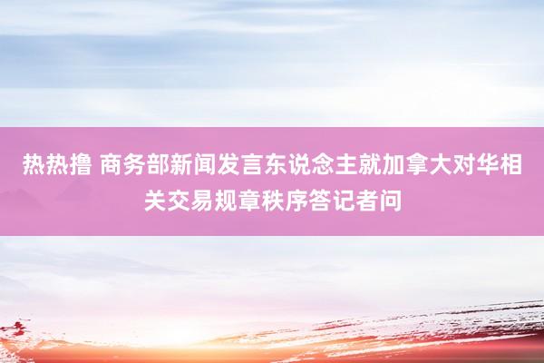 热热撸 商务部新闻发言东说念主就加拿大对华相关交易规章秩序答记者问