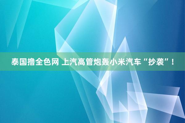 泰国撸全色网 上汽高管炮轰小米汽车“抄袭”！