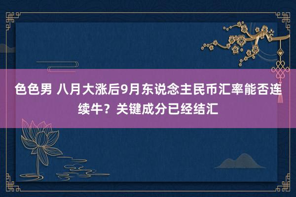 色色男 八月大涨后9月东说念主民币汇率能否连续牛？关键成分已经结汇