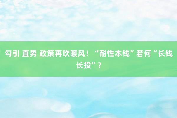 勾引 直男 政策再吹暖风！“耐性本钱”若何“长钱长投”？