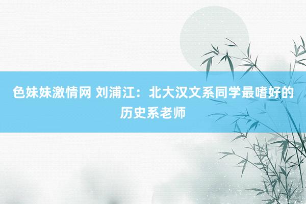 色妹妹激情网 刘浦江：北大汉文系同学最嗜好的历史系老师